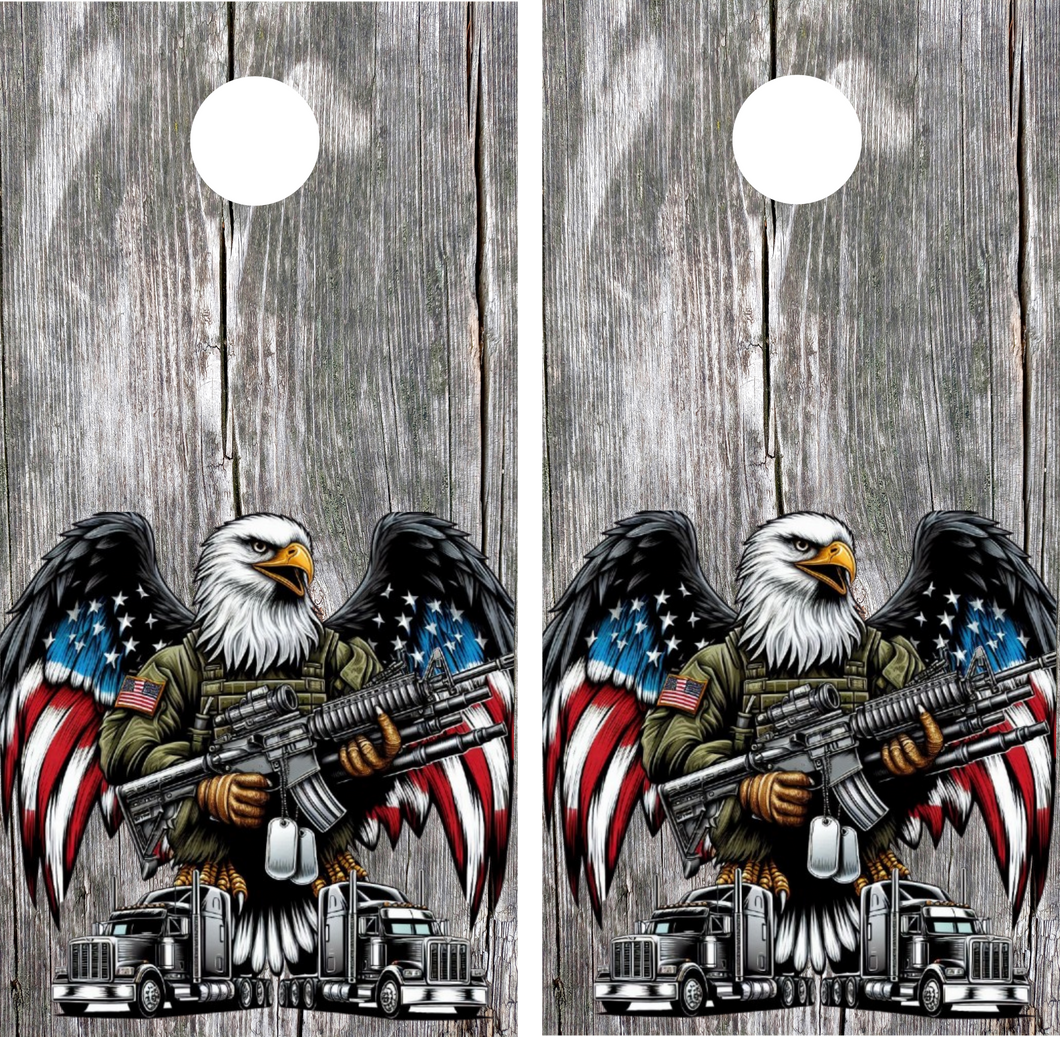 Patriotic Veteran Truck Driver Cornhole