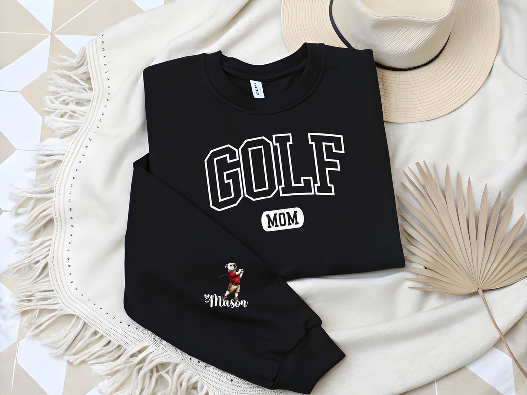 Golf Mom shirt bulldog sleeve