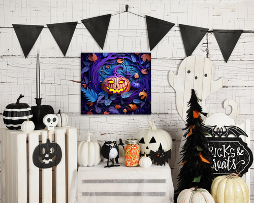 Print on Canvas, floral, pumpkin, muerte, halloween