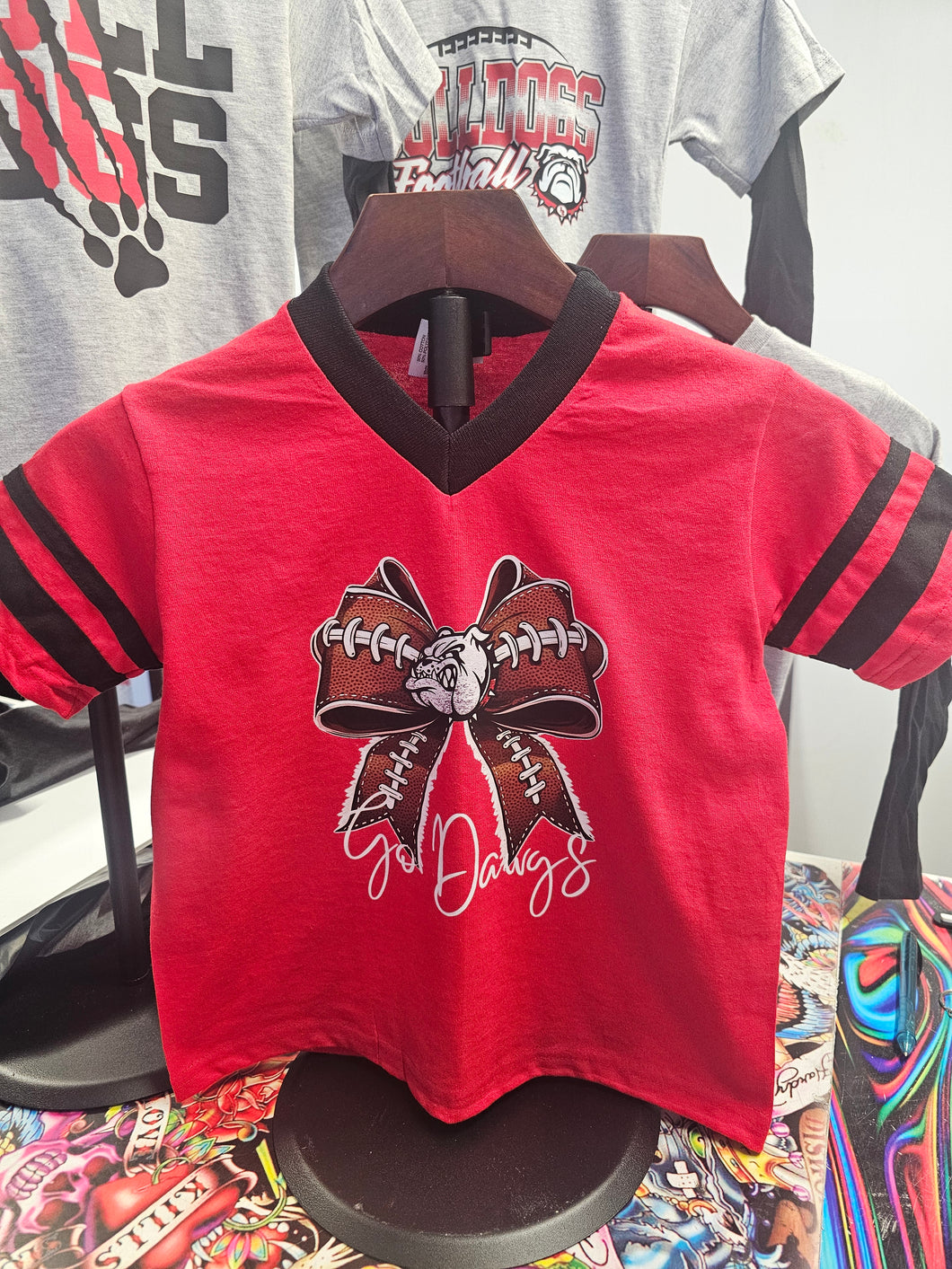 YS Football Bow Bulldog Tshirt