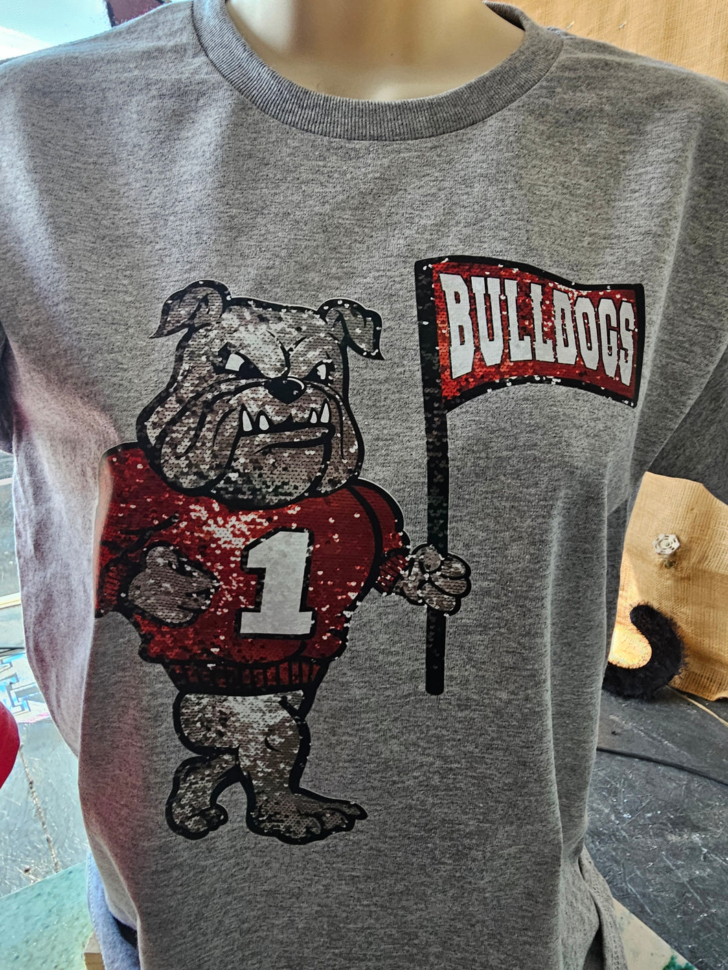 Bulldog Sequin Look Shirt
