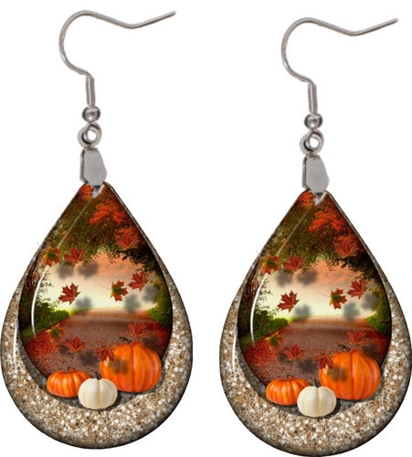 Fall Pumpkins teardrop earrings