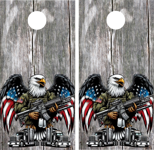 Patriotic Veteran Truck Driver Cornhole