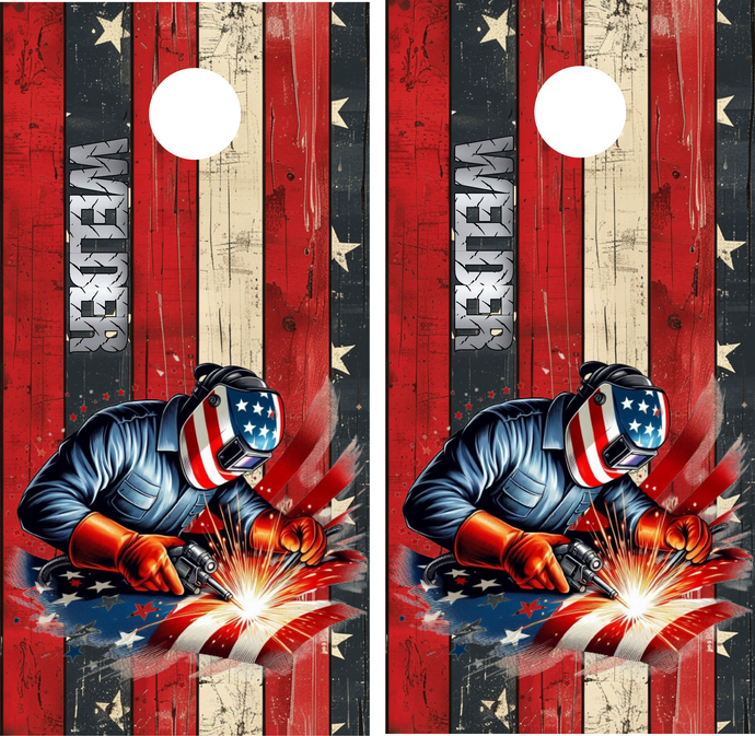 Patriotic Welder Cornhole
