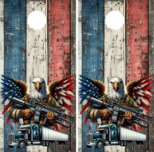 Patriotic Veteran Truck Driver Cornhole