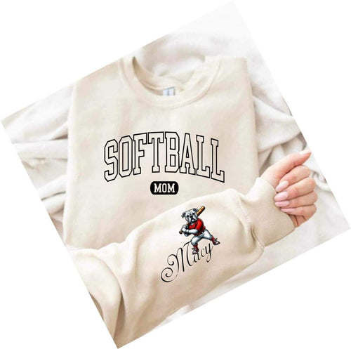 Softball Mom shirt bulldog sleeve