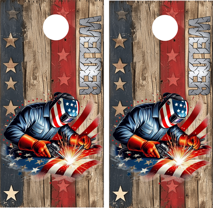 Patriotic Welder Cornhole