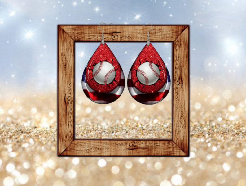 Baseball teardrop earrings