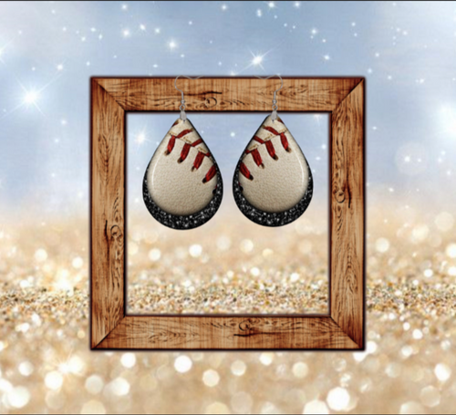 Baseball teardrop earrings