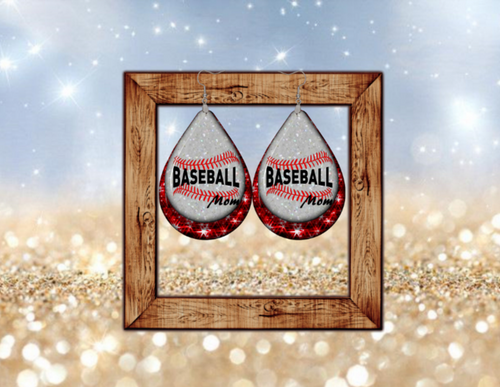 Baseball mom teardrop earrings