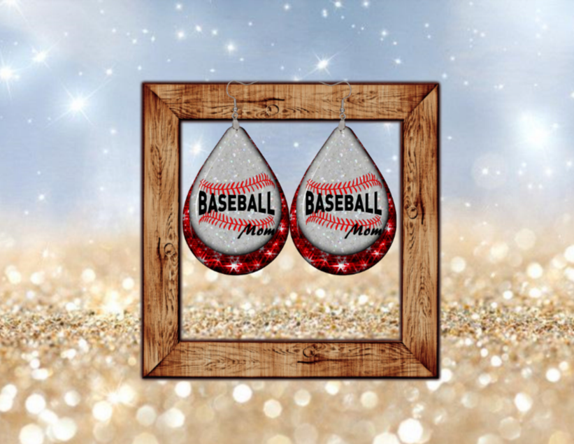 Baseball mom teardrop earrings