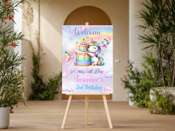 Unicorn Birthday Party Welcome Sign