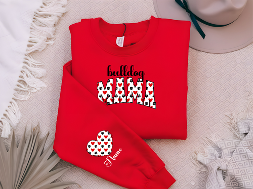 Bulldog Mom Mama shirt personalized sleeve