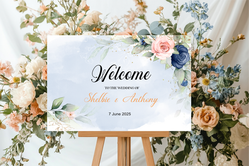 Water Color Floral Welcome Wedding Sign