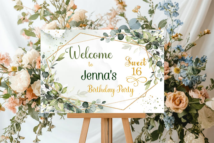 Sweet Sixteen  Birthday Party Welcome Sign