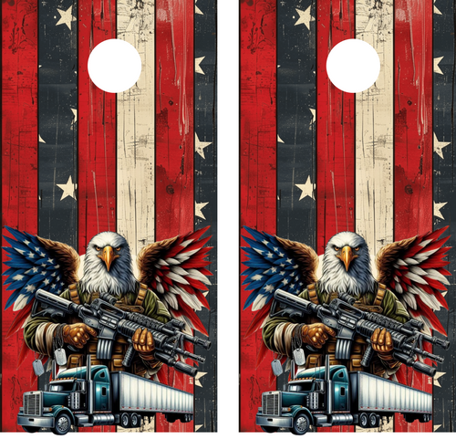 Patriotic Veteran Truck Driver Cornhole