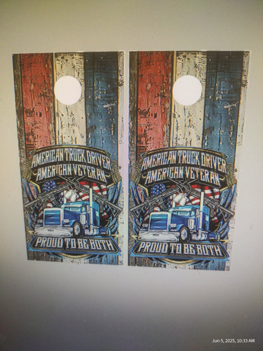 Patriotic Veteran Truck Driver Cornhole