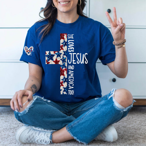 She loves Jesus and America too tshirt