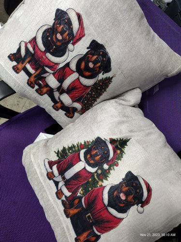 Rottweiler Christmas throw pillows