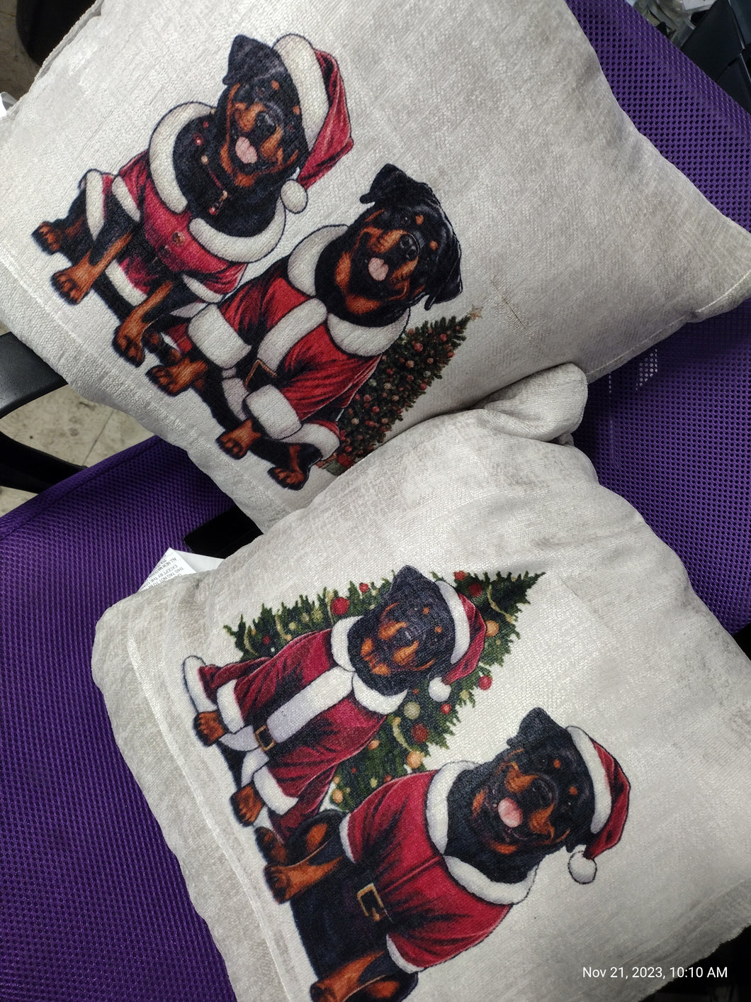 Rottweiler Christmas throw pillows