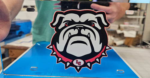 Chrome Mirrored Acrylic Bulldog License Plate